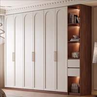 Armoire à portes battantes en placage de bois blanc, style Mid-Century, avec poignée en métal, meubles de chambre à coucher, meubles sur mesure