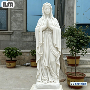 Statue <span class=keywords><strong>de</strong></span> la Vierge Marie en marbre blanc sculptée à la main par BSA pour l'église et la décoration religieuse - Product Image 1