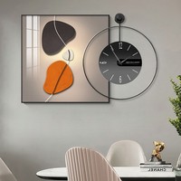 Horloge murale décorative abstraite, peinture moderne, luxe léger, horloge murale à quartz analogique avec aiguilles