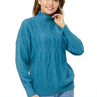 Pull-over en tricot 100 % coton de haute qualité pour femme, col rond, épaisseur standard, manches longues, avec logo frontal, collection hiver 2026, style décontracté
