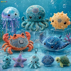 Peluche Personalizado Cyber Ocean, Pulpo, Medusa, Cangrejo, <span class=keywords><strong>Manta</strong></span> Raya, con Chip Integrado - Product Image 1