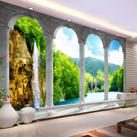 Peinture murale personnalisée avec photo, cascade 3D, paysage naturel, décoration de fond pour salon, chambre à coucher, papier peint mural