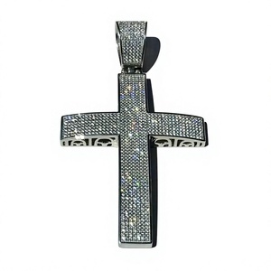 Best Look Silver Lab Grown <b>Cross</b> Design Pendant with <b>Charm</b> Luxury Hip Hop Unisex Fashion Jewelry Pendants - Product Image 1