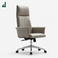 Chaise de direction à dossier haut, revêtement en cuir, soutien lombaire, appui-tête réglable, chaise pivotante à roulettes pour bureau et réception