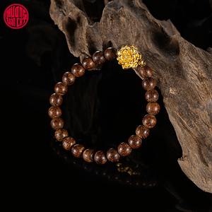 Bracelet en bois d'agar naturel, brin unique, 6 mm, bois vieilli fissuré à fort pouvoir flottant, bijou parfumé très huileux et rare - Product Image 2