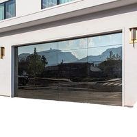 Porte industrielle sur mesure avec cadre en aluminium et verre dépoli, porte de garage automatique moderne imperméable pour villas et entrepôts