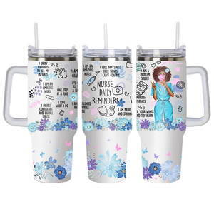 Gobelet isotherme en acier inoxydable à double paroi de 40 oz avec poignée, couvercle et paille, personnalisé en 3D, pour la Journée internationale des infirmières, vente en gros - Product Image 5