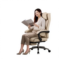 Canapé de bureau ergonomique de luxe en cuir anti-griffures, design exécutif, pieds en acier/aluminium, confortable pour de longues heures de travail et les siestes
