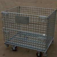 Cage de stockage industrielle pliable robuste avec revêtement en poudre, conception en treillis métallique, couleur personnalisable, capacité 800-1000 kg, pour atelier/entrepôt