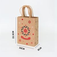 Sac cadeau en papier kraft personnalisable, imprimé bonhomme de neige, couronne de fleurs, flocon de neige, sac à main pour emballage de cadeaux de Noël