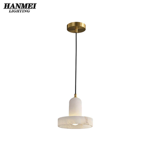 Lámpara Colgante Minimalista de Lujo, Estilo Simple, de Latón y Mármol, Pequeña, para Restaurante o Bar, Color Dorado y Blanco, 3000K Cálido, HM-YL-8035 - Product Image 1