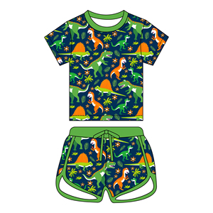 Conjunto de Pijama de Bambú Orgánico Personalizado para Niños, Ropa Deportiva Transpirable con Cordón Ajustable, Traje de Verano para Bebé<span class=keywords><strong>s</strong></span> - Product Image 3