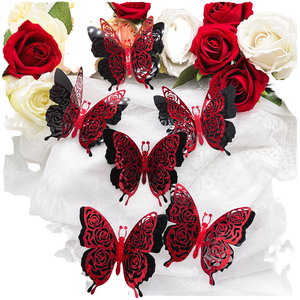 Set di 6 Adesivi Murali 3D a Doppio Strato a Forma di Farfalla per San Valentino, Decorazioni Dorate Glitterate con Adesivo - Product Image 1