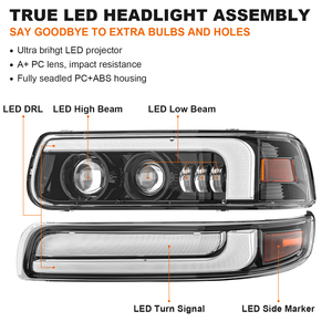 New 120W cao thấp chùm DRL tín hiệu lần lượt dẫn DRL Đèn pha cho 99-02 Chevy Silverado 1500 2500 00-06 ngoại ô phía trước bội Thu Đèn - Product Image 2