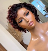 Brésilien vague d'eau Bob perruque 13x4 Transparent dentelle Pixie coupe perruques cheveux humains court bouclés dentelle avant perruque de cheveux humains pour les femmes