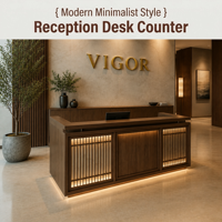 Bureau d'accueil minimaliste de haute qualité avec grille, logo or mat, adoptant le nouveau design chinois et prenant en charge les services de conception personnalisée