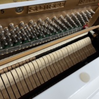 White Samick SU118 Upright Piano Solid Spruce Soundboard 3 Pedals for Exam Performance