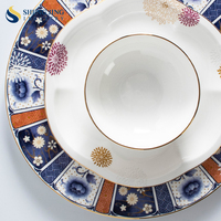 Offre Spéciale Royal Flower Dîner Sets De Luxe Banquet Plats De Mariage Bone China Trace Or Jante Assiette Hôtel Restaurant Vaisselle