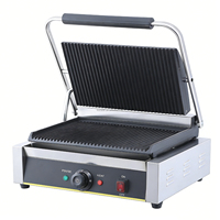 Grill électrique professionnel pour panini en acier inoxydable avec plaques rainurées