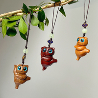 Porte-clés en bois sculpté singe, pendentif singe en bois de santal naturel, décoration de sac, cadeau