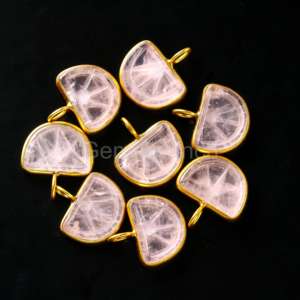 Charmes en quartz rose naturel sculptés en forme de fruit orange, pendentif en pierre précieuse en quartz plaqué or, 14x10 mm, bijoux en cristal de guérison à bas prix - Product Image 1