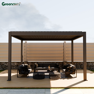 OEM 4x4 4x5 4x6 4x8 5x4 <span class=keywords><strong>6x3</strong></span> 6x4 Toit de pergola à lames orientables en aluminium imperméable à ouverture et fermeture électriques avec panneau à lames - Product Image 1