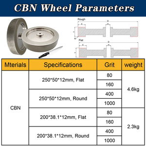 Roue d'affûtage de couteau REZZ de 10 pouces (250 mm), roues de meulage électro-plaquées CBN pour machine d'affûtage T7 <span class=keywords><strong>T8</strong></span> - Product Image 2