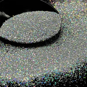 Sacchetto da 1kg olografico Ultra Fine Glitter polvere Laser argento Glitter 1/128 0.2mm Glitter per resina epossidica Craft Tumbler corpo viso