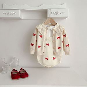 Set in Maglia per Neonati con Fiocco Ricamato, Etichetta Privata, 100% Cotone, Abbigliamento <span class=keywords><strong>Elegante</strong></span>, <span class=keywords><strong>Completo</strong></span> per Bambini e Neonati - Product Image 2