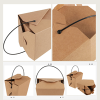 Boîte à lunch portable à double paroi en papier kraft avec poignée pour traiteur de qualité alimentaire avec logo imprimé vente en gros