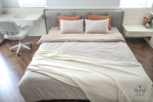 Brown Striped Home Bedding Premium Cotton Bedding Set Pre-Washed 3 PCS Brown Striped Color <b>Pattern</b> 2 Pillow Case <b>Fitted</b> Mattress - Product Image 4