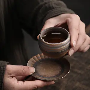 Tasse à café expresso japonaise marbrée, poterie brute faite à la main