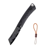 Couteau pliant mini en acier Damas avec manche en fibre de carbone CN, portable, multifonctionnel, tranchant, petit outil pour l'extérieur