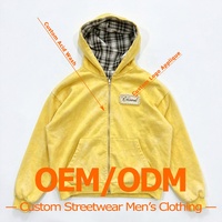 OEM Maßgeschneiderter 100% Baumwoll-Hoodie mit Reißverschluss, Handgefertigter Perlen-Bestickter Logo-Aufdruck, Kariert Gefüttert, Streetwear Kapuzenpullover