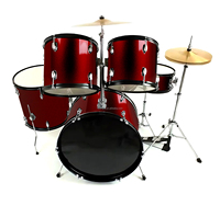 Kit de batterie pour débutants : grosse caisse, caisse, tom, 5 fûts, 3 cymbales