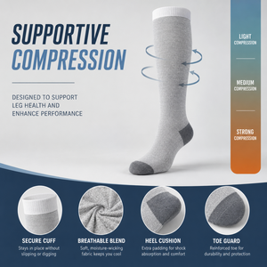 Vente en gros de chaussettes de compression personnalisées pour le sport, chaussettes longues respirantes pour la course à pied et le cyclisme, antidérapantes pour hommes et femmes - Product Image 2