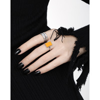 Bague en argent sterling S925 avec pierre précieuse turquoise orange géométrique carrée, design original personnalisé haut de gamme, pour usage quotidien