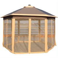 Gazebo de jardin de luxe de haute qualité, imperméable, avec moustiquaire, structure en alliage d'aluminium, double revêtement PVC