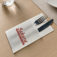 Sacs à couverts en papier Airlaid personnalisés, format banquet de restaurant, logo et motif imprimés sur mesure