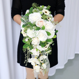 Bán buôn lãng mạn Nhân Tạo Hoa hồng <span class=keywords><strong>Handmade</strong></span> trang trí đám cưới phù dâu Bridal bó hoa cưới bó hoa - Product Image 1