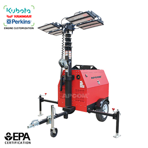 Générateur diesel Perkins portable télescopique de 7,5 m, 11 kW, avec tour d'éclairage au halide métallique LED de 500 W pour les projets de maintenance routière - Product Image 1
