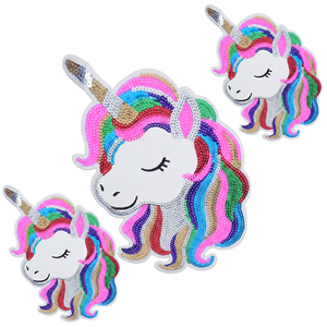 Cute Eco-Friendly Rainbow <b>Unicorn</b> Star Sequin PVC Embroidery Iron-On Applique Patch for Kids Clothing <b>Backpack</b> DIY Decoration - Product Image 1