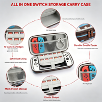 Étui de transport pour Nintendo Switch OLED modèle 2021/Switch 2017, housse de protection rigide, sac de voyage avec 10 cartes de jeu