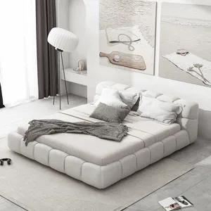 Avrupa Minimalist Modern kumaş yumuşak çift kişilik yatak yatak odası mobilyası kral lüks yatak mobilya yatak