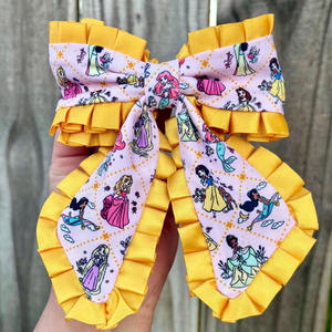 Accessoires pour cheveux personnalisables à carreaux avec bord festonné, longue queue et grand nœud pour fille/femme - Product Image 4