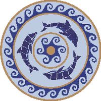 Mosaïque de carreaux de verre OEM&ODM, motif dauphin, carreaux de verre bleu pour piscine