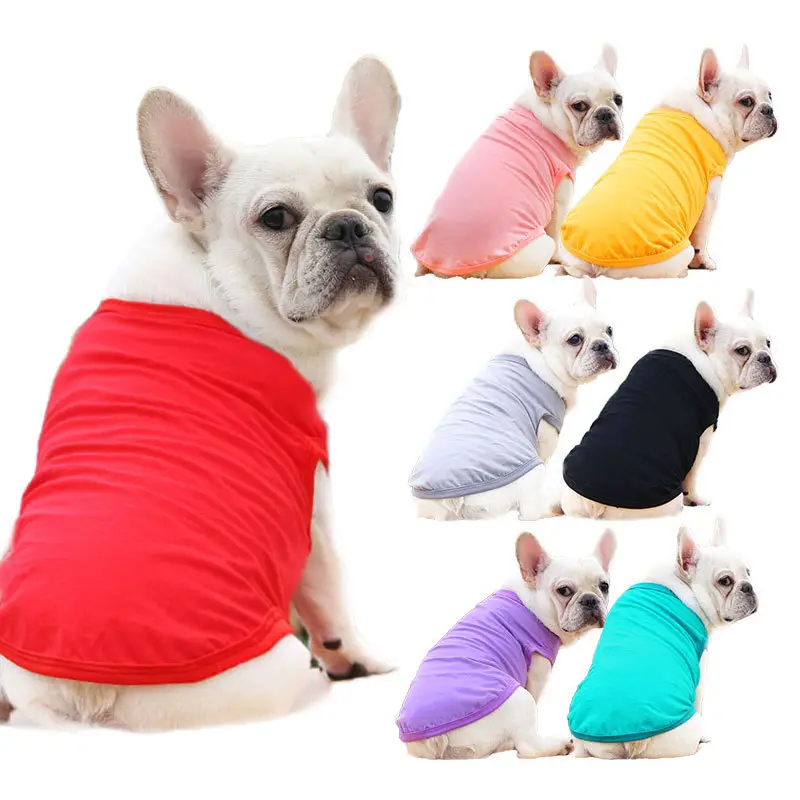 Camisa fina de verão para cachorros, roupas para cachorro, algodão, buldogue francês, roupas de cachorro