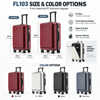 Valise de voyage rigide moderne à roulettes avec poche avant et serrure TSA, 20/24 pouces, marque privée, OEM/ODM et logo personnalisé pour les marques