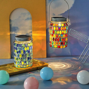 Lanterne à suspendre en mosaïque solaire, éclairage <span class=keywords><strong>de</strong></span> jardin étanche pour patio, chemin et cour, cadeaux <span class=keywords><strong>de</strong></span> Noël et d'Halloween - Product Image 4