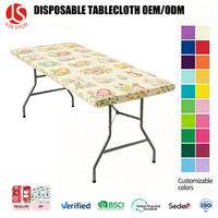 Nappe rectangulaire en PE à imprimé floral de lapin de Pâques, bord élastique, imperméable, écologique, jetable
